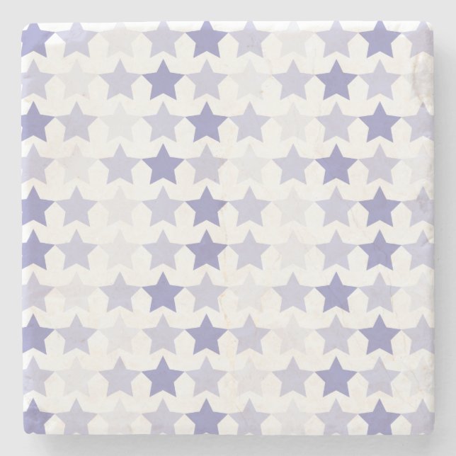 Patriotic Blue Ombre Stars Stone Coaster (Front)