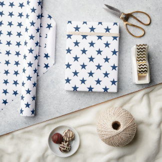 Patriotic Blue Stars American Wrapping Paper