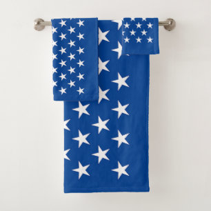 Patriotic Blue with 50 White Stars US Flag Bath Towel Set