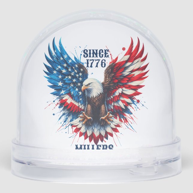 Patriotic Bold Eagle Snow Globe (Back)