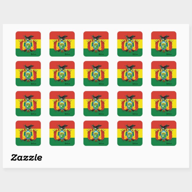 Patriotic Bolivia & Bolivian flag, holiday /sports Square Sticker (Sheet)