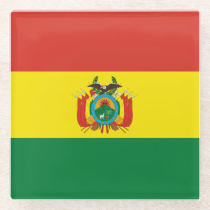Patriotic Bolivia Flag Glass Coaster