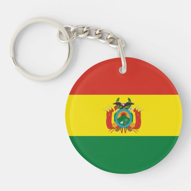 Patriotic Bolivia Flag Key Ring (Front)