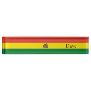 Patriotic Bolivia Flag Nameplate