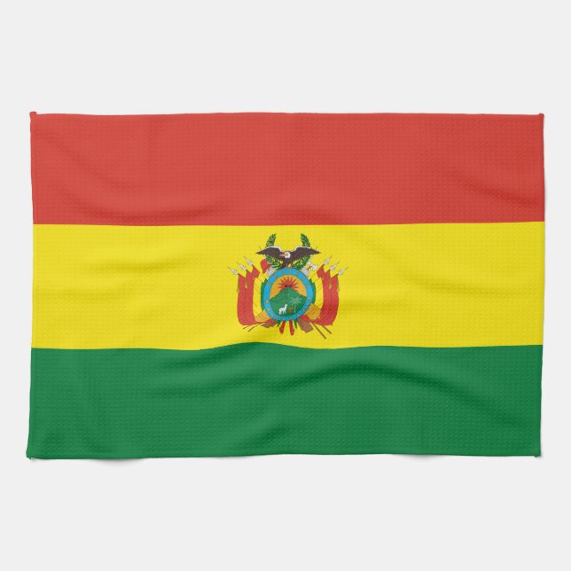 Patriotic Bolivia Flag Tea Towel (Horizontal)