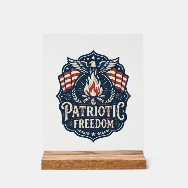 Patriotic Bonfire Night Vector Graphic Tee_1 Acrylic Sign (Front)
