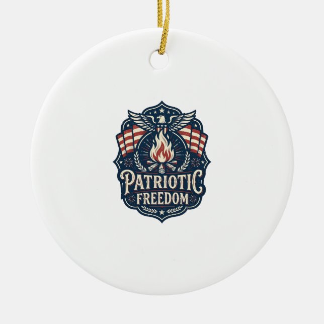 Patriotic Bonfire Night Vector Graphic Tee_1 Ceramic Tree Decoration (Front)