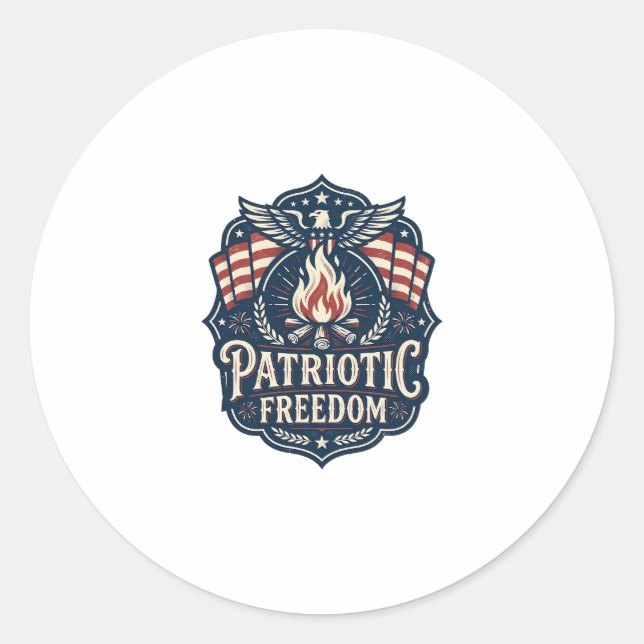 Patriotic Bonfire Night Vector Graphic Tee_1 Classic Round Sticker (Front)