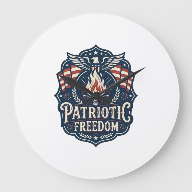 Patriotic Bonfire Night Vector Graphic Tee_1 Large Clock (Front)