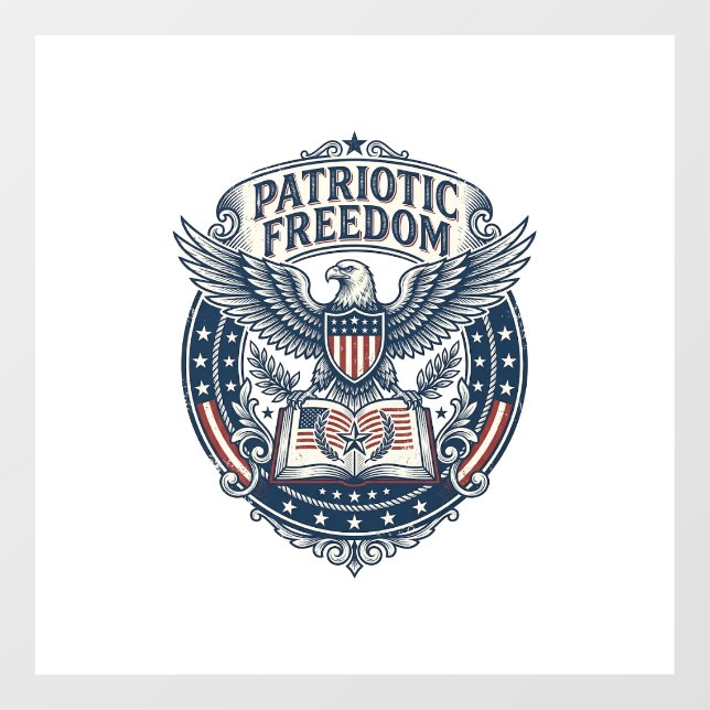 Patriotic Book Club Vector Graphic Tee (2) Window Cling (Sheet)
