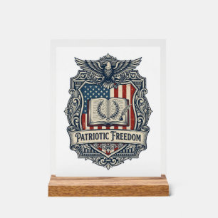 Patriotic Book Club Vector Graphic Tee Acrylic Sign