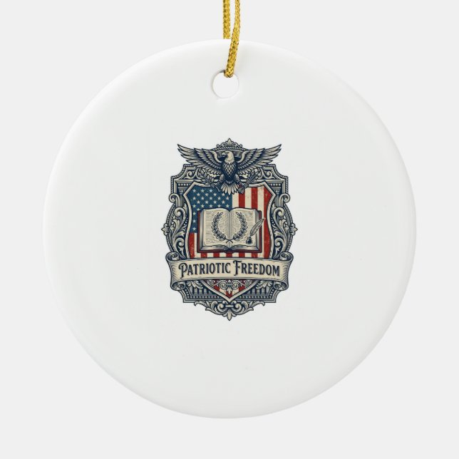 Patriotic Book Club Vector Graphic Tee Ceramic Tree Decoration (Front)