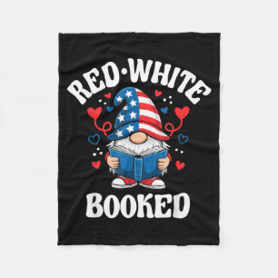 Patriotic Book Lover Red White Booked American Fleece Blanket