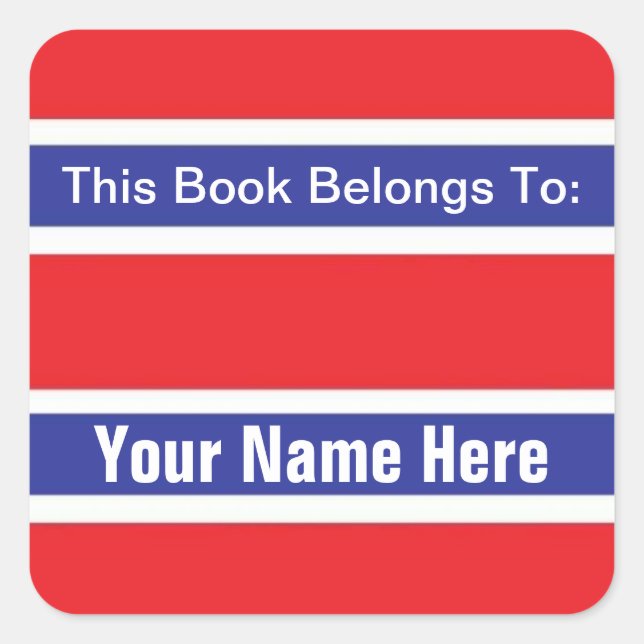 Patriotic Book Ownership Label #2 Square Sticker (Front)