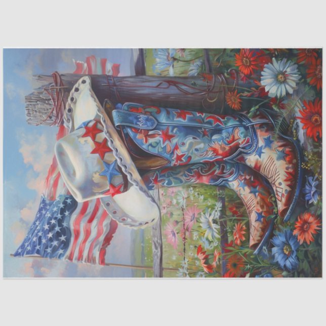 Patriotic Boots Tissue Paper (Front)