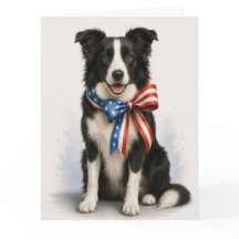 Patriotic Border Collie Greeting Card