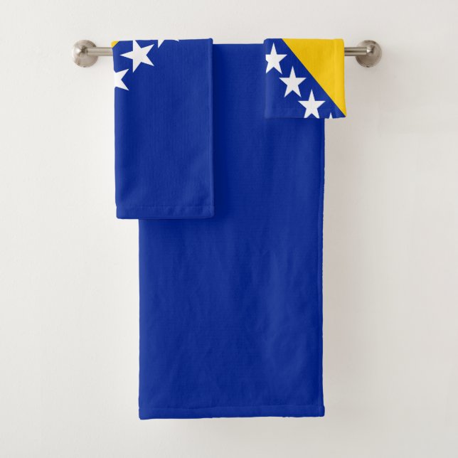 Patriotic Bosnia Herzegovina Flag Bath Towel Set (Insitu)