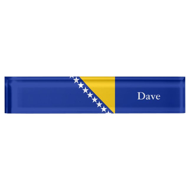 Patriotic Bosnia Herzegovina Flag Nameplate (Front)