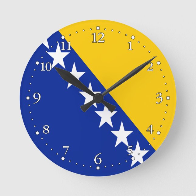 Patriotic Bosnia Herzegovina Flag Round Clock (Front)