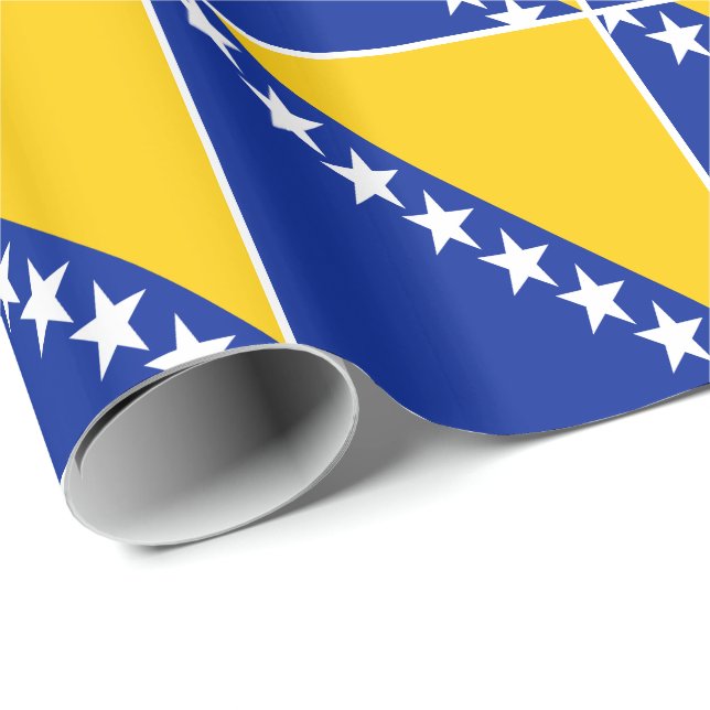 Patriotic Bosnia Herzegovina Flag Wrapping Paper (Roll Corner)