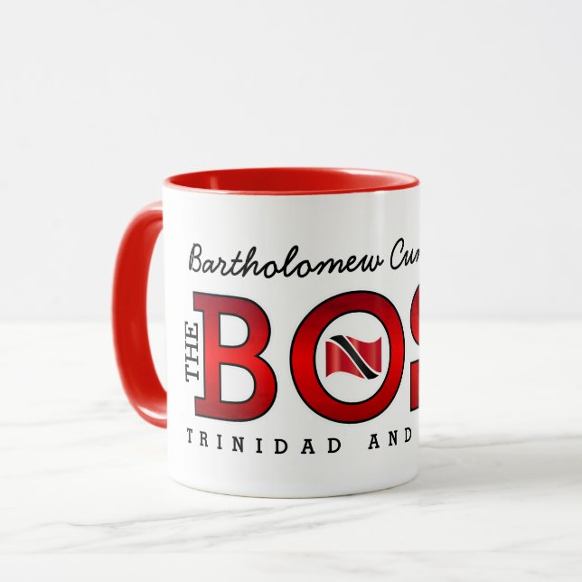 Patriotic BOSS Trinidad and Tobago Flag and NAME Mug (Front Left)