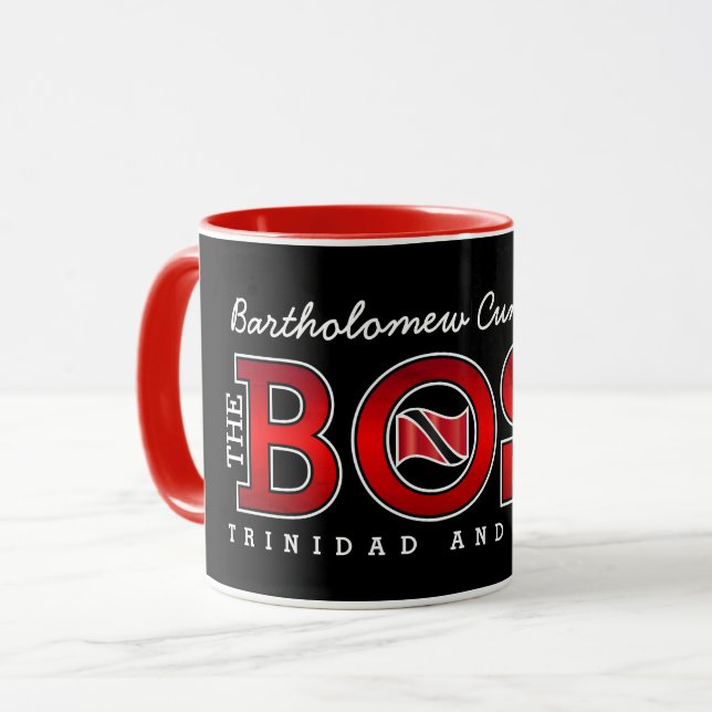 Patriotic BOSS Trinidad and Tobago Flag and NAME Mug (Front Left)