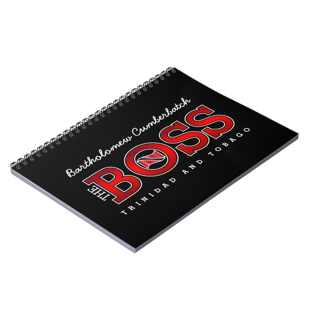 Patriotic BOSS Trinidad and Tobago Flag and NAME Notebook (Left Side)