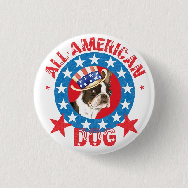 Patriotic Boston Terrier 3 Cm Round Badge (Front)