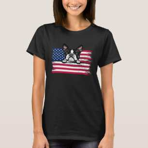 Patriotic Boston Terrier American Flag Dog T-Shirt