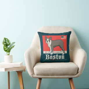 Patriotic   Boston Terrier Cushion