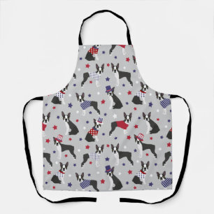 Patriotic Boston Terrier Dog Apron