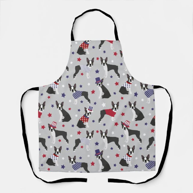 Patriotic Boston Terrier Dog Apron (Front)