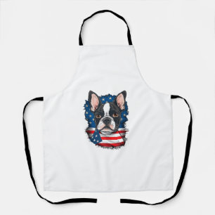 Patriotic Boston Terrier Dog Puppy American Flag 4 Apron