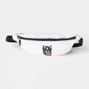 Patriotic Boston Terrier Dog Puppy American Flag 4 Bum Bags