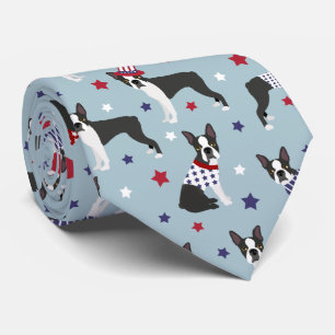 Patriotic Boston Terrier Dog Tie