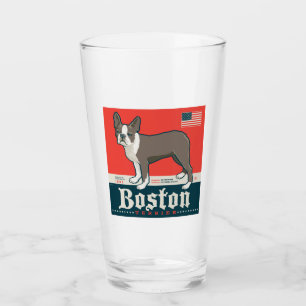 Patriotic Boston Terrier Glass