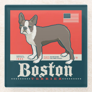 Patriotic   Boston Terrier Glass Coaster