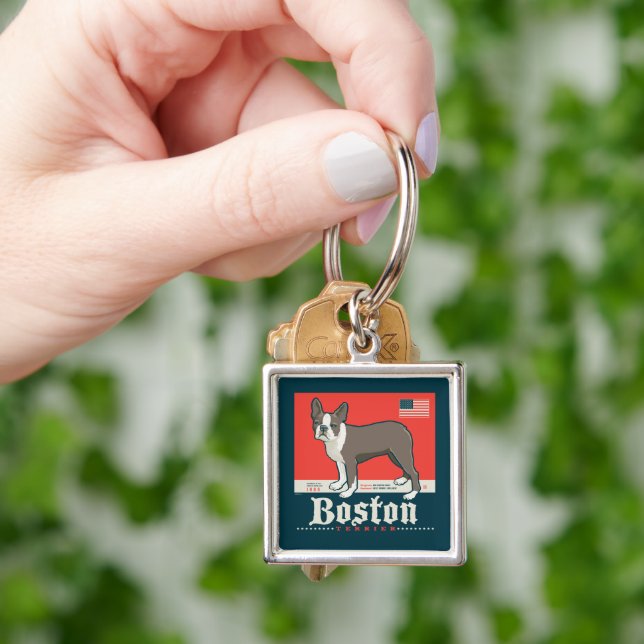 Patriotic | Boston Terrier Key Ring (Hand)