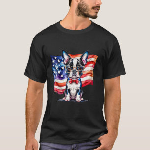 Patriotic Boston Terrier Puppy American Flag USA 1 T-Shirt