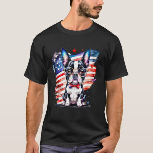 Patriotic Boston Terrier Puppy American Flag USA 3 T-Shirt