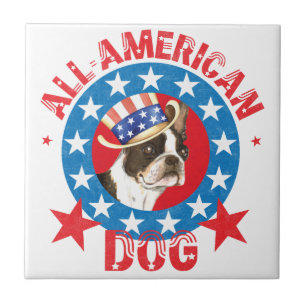 Patriotic Boston Terrier Tile