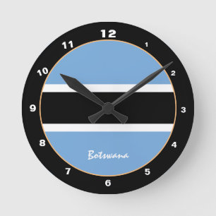 Patriotic Botswana Flag, Botswana Home / design Round Clock