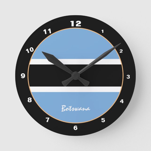 Patriotic Botswana Flag, Botswana Home / design Round Clock (Front)