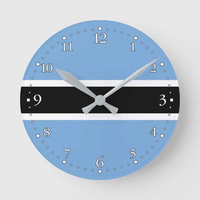 Patriotic Botswana Flag Round Clock (Front)