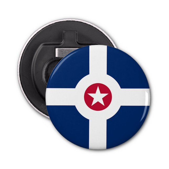 Patriotic bottle opener with Flag of Indianapolis (Front)