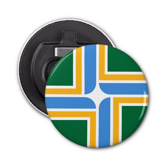 Patriotic bottle opener with Flag of Portland (Front)