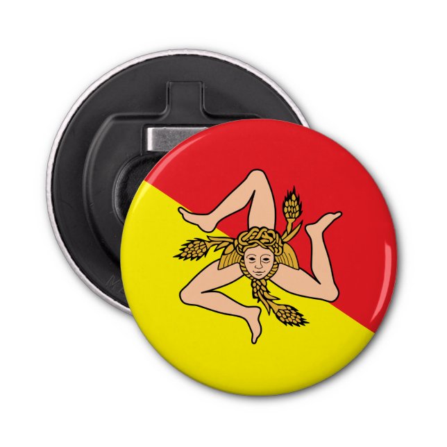 Patriotic bottle opener with Flag of Sicily, Italy (Front)