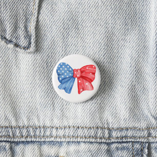 Patriotic Bow 3 Cm Round Badge