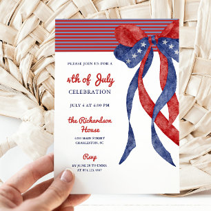 Patriotic Bow   4th of July Party Invitation