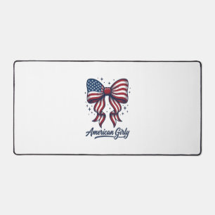 Patriotic Bow American Girly Vintage Shirt Design_ Desk Mat